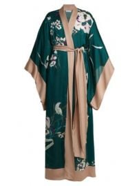 Floral-print silk-satin kimono robe at Matches