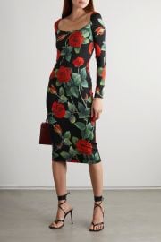 Floral-print stretch-silk midi dress at Net a Porter