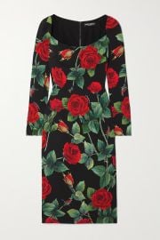 Floral-print stretch-silk midi dress at Net a Porter