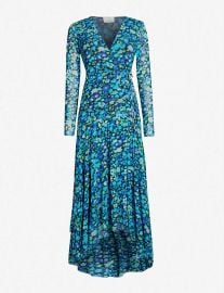 Floral-print wrap over stretch-mesh maxi dress at Selfridges