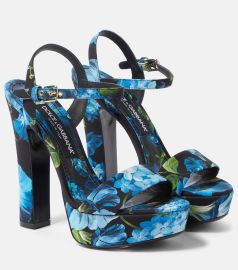 Floral satin platform sandals in multicoloured - Dolce Gabbana at Mytheresa