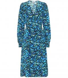 Floral silk-blend midi dress at Mytheresa