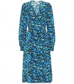 Floral silk-blend midi dress at Mytheresa