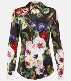 Floral silk-blend satin shirt in black - Dolce Gabbana at Mytheresa