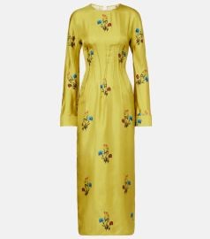 Floral silk midi dress in yellow - Marni at Mytheresa