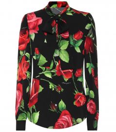 Floral stretch-silk crêpe shirt at Mytheresa