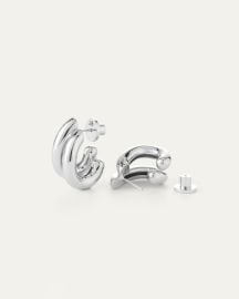 Florence Silver Double Hoop Earrings JENNY BIRD at Jenny Bird