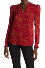 Florent Long Sleeve Chain Print Silk Blouse at Nordstrom Rack