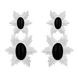 Florentina Earrings  Black Onyx and Silver Earrings at Angelina Alvarez