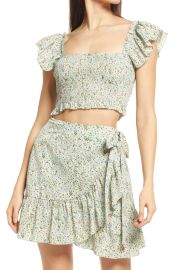 Flourishing Dreams Smocked Crop Square Neck Top at Nordstrom