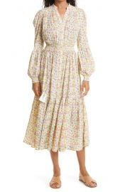 Flower Garden Long Sleeve Cotton Midi Dress at Nordstrom