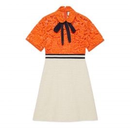 Flower Lace Dress In Orange by Gucci at Farfetch