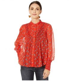 Flowers in December Print Sheer Blouse by Free People at Zappos