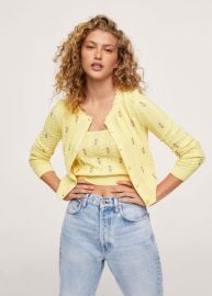 Flowers knit cardigan -  Women   USA at MANGO