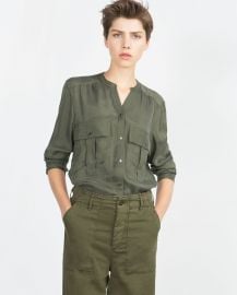 Flowing Shirt in green at Zara