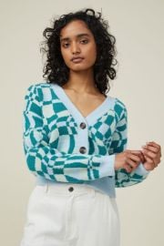 Fluffy Optical Splice Cardigan at Cotton On