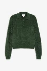 Fluffy green polo sweater at Zara