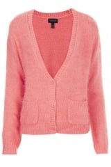 Fluffy v neck cardigan at Topshop