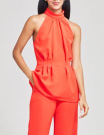 Fluid Crepe Halter Top by Lela Rose at Moda Operandi