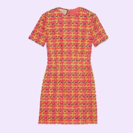 Fluorescent lam tweed mini dress in pink US at Gucci