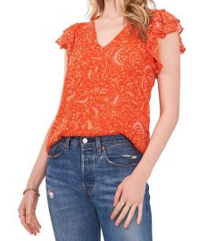 Flutter Sleeve Chiffon V Neck Top by 1 State at Dillards