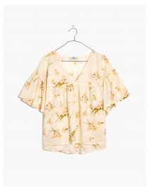 Flutter-Sleeve Rhyme Top in Floral Print at Madewell