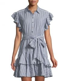 Flutter-Sleeve Striped Shirtdress by Rebecca Taylor at Last Call