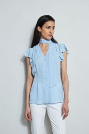 Flutter Sleeve Tie Shirt Elie Tahari at Elie Tahari