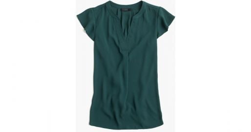 Flutter-sleeve top green at J. Crew