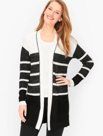 Flyaway Mixed Stitch Stripe Cardigan at Talbots