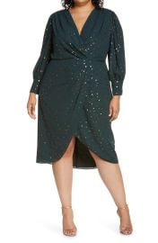 Foil Dot Long Sleeve Georgette Midi Dress by Maggy London at Nordstrom