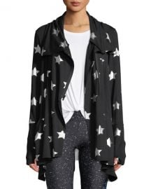 Foil-Printed Draped Zip-Front Jacket at Neiman Marcus