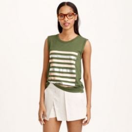 Foil striped tank top at J. Crew