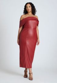 Fold Over Faux Leather Midi Dress Eloquii at Eloquii