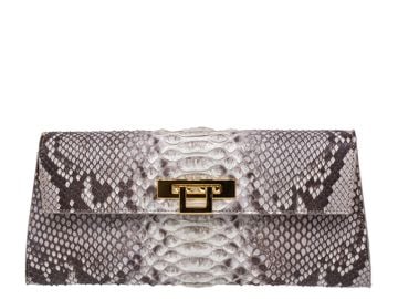 Fonteyn Clutch Pythonskin Handbag - Natural Lalage Beaumont at Lalage Beaumont