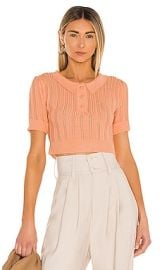 For Love  Lemons Phoebe Pointelle Polo Sweater in Sherbet at Revolve