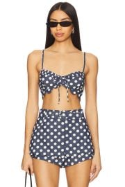 For Love Lemons Dolly Denim Dot Bra Top In Indigo at Revolve