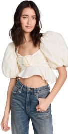 For Love Lemons Judith Crop Blouse Cream L at Shopbop