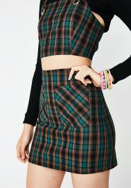 Forest Conflict of Interest Plaid Skirt at Dolls Kill