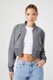 Forever 21 Cropped Zip Up Bomber Jacket at Forever 21