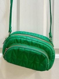 Forever 21 Crossbody Kelly Green Purse handbag Quilted Zippered Front Pocket eBay at eBay