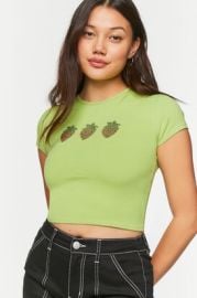 Forever 21 Rhinestone Strawberry Graphic T Shirt at Forever 21