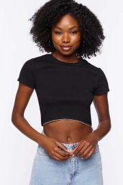 Forever 21 Rhinestone Trim Cropped Tee at Forever 21