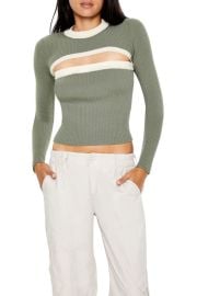 Forever 21 Ribbed Two Tone Cutout Sweater in Cream Herbal Green at Forever 21