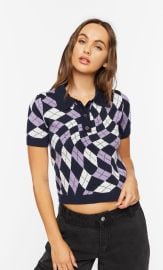 Forever 21 Sweater Knit Checkered Polo Shirt at Forever 21