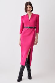 Forever Belted Split Hem Midi Dress at Karen Millen