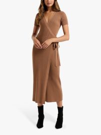 Forever New Prima Short Sleeve Knitted Wrap Dress Ponyskin 6 at John Lewis