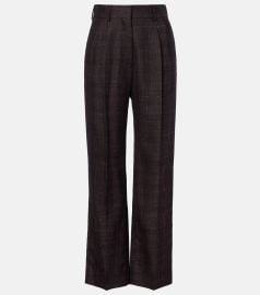 Fox checked wool and silk wide-leg pants in brown - Blaze Milano at Mytheresa