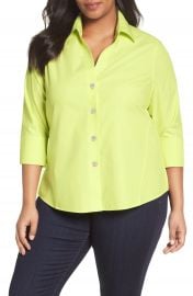 Foxcroft  Paige  Non-Iron Cotton Shirt  Plus Size at Nordstrom