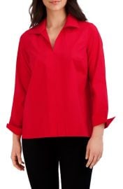 Foxcroft Agnes Split Cuff Popover Blouse at Nordstrom